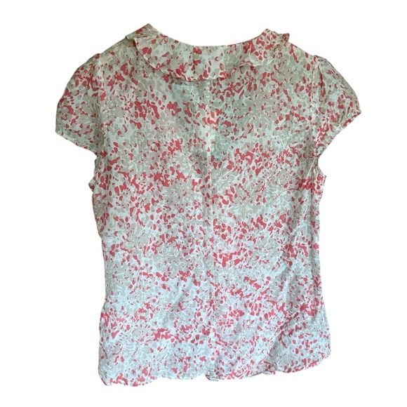 Banana Republic Womens Silk Blend Floral Ruffle Blouse L Modern Chic Workwear - Picture 6 of 9